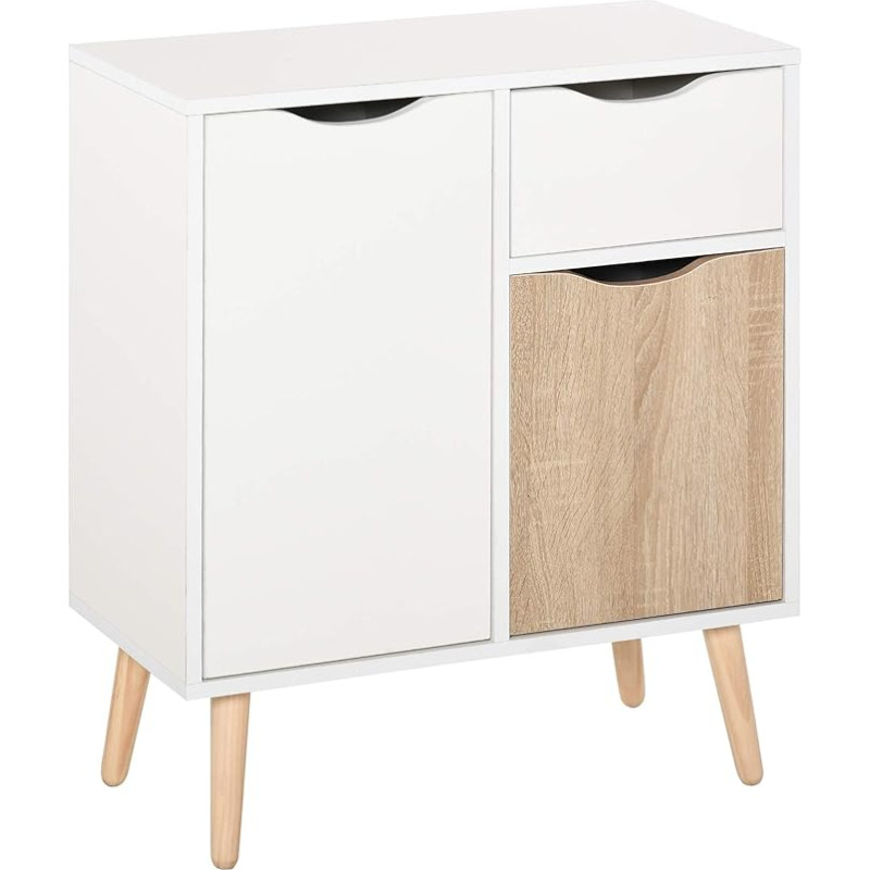 Skandinaviško dizaino 2 spintelės stalčių sandėliavimo blokas iš pušies masyvo medžio drožlių plokštės kojos baltas šviesus ąžuolas