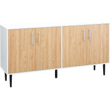 HOMCOM Svetainės / valgomojo spinta 2 spintelės su reguliuojamomis lentynomis Baltas šviesus ąžuolas