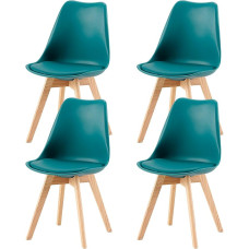 H.J WeDoo Set of 4 Dining Chairs with Solid Oak Wood Leg, Sturdy Oak Wood Legs, Kitchen Chairs with Upholstery, Living Room, Office - Lake Blue