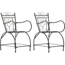 CLP Set of 2 Sheela Metal Garden Chairs with Armrests in Art Nouveau Style, Colour: Bronze