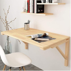 WBWAPA An der Wand montierter Klapptisch, Klappbare Werkbank, robuster Klapptisch, platzsparender Wäscheregal-Wandschreibtisch aus Massivholz mit Halterung, Tragkraft 20 kg (Größe: L80 x