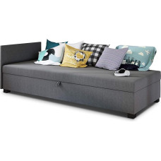 Sofa Misti II - viengulė lova, sofa lova su lovos dėže, sofa lova, pasirinktos spalvos, lovos rėmas, patogi lova, lova paauglio kambaryje, miegamojo baldai (pilka (Lux 05))
