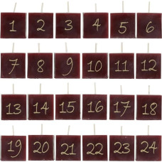 ukiyo Calendar Candles Cube with Numbers 1-24 H/W/D 3.5 cm Burning Time 5 Hours Candles Advent Decoration Gift Advent Candles Colour: Dark Red