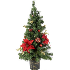 Artificial Christmas Tree Christmas Tree Decorative Tree Illuminated and Decorated with Christmas Star Berries and Christmas Tree Baubles