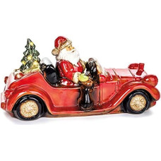 EUROCINSA Ceramic Santa Claus in Convertible with Christmas Tree with Light (without Batteries) 36 x 17 cm 1 Piece, Red/White, One Size