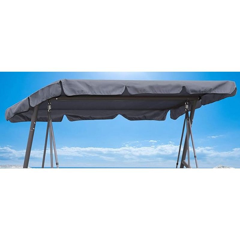 QUICK STAR Hollywood Swing Roof Cover 210 x 145 cm Grey Waterproof Universal Replacement Roof Garden Swing 3 Seater UV 50 Swing Roof Replacement Cover