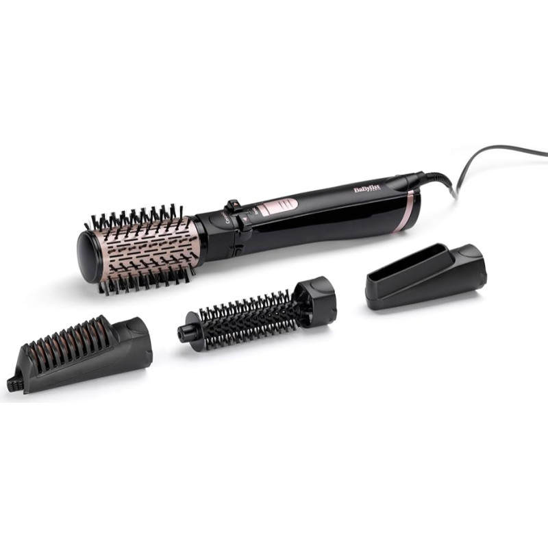 BaByliss AS200E Rotating Warm Air Brush Set Brush & Style Ionic, 1000 Watt, 4 attachments, black