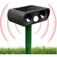 Ultragarsinė kačių atbaidymo priemonė, saulės gyvūnų atbaidymo priemonė, ultragarsinė atbaidymo priemonė, atspari vandeniui su judesio jutikliu ir blykste, atbaidymo priemonė naminiams gyvūnams