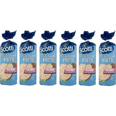 6 x Riso Scotti Le Bio Croccanti Risette Basmati Crispy, ekologiškas ryžių pyragas be glitimo, 120 g, Basmati su Venere ryžiais ir raudonųjų ryžių vafliais