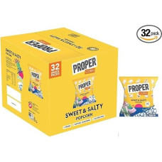 Proper Corn Sweet & Salty Popcorn Multipack - 14g, Box of 32 | Natural Sea Salt and Cane Sugar Seasoning, Vegetarisch, Glutenfrei, Handgepoppter Mais, 65 kcal Gift Idee