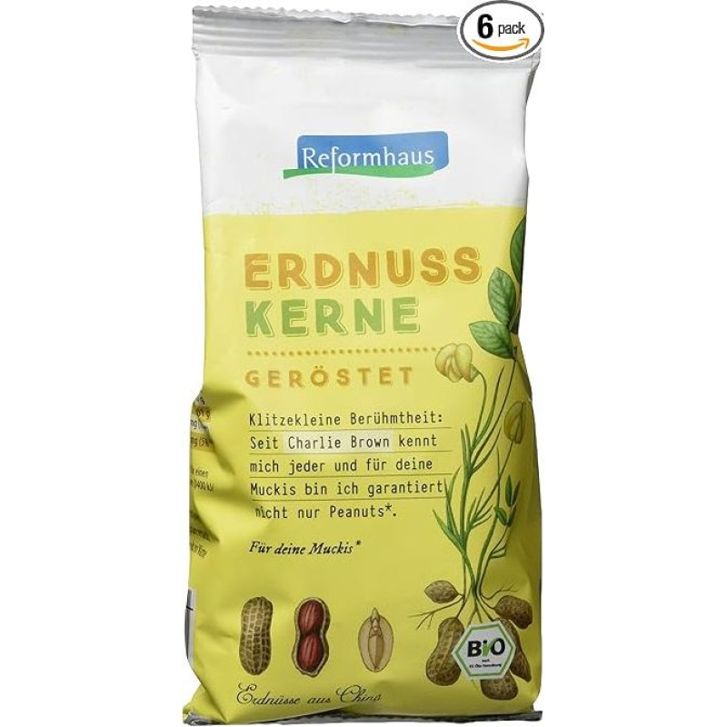 Reformhaus Organic Roasted Peanut Kernels Pack of 6 (6 x 200 g)