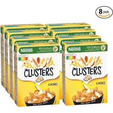 Nestlé Clusters Almond, dribsniai gardiems pusryčiams su traškiais migdolų dribsniais (8 x 325 g)
