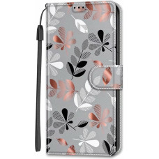 Miagon Wallet Cover for Samsung Galaxy S21 FE, Creative Painting Magnetic Folio Case PU Leather Protective Case Stand with Card Slots, Leaves