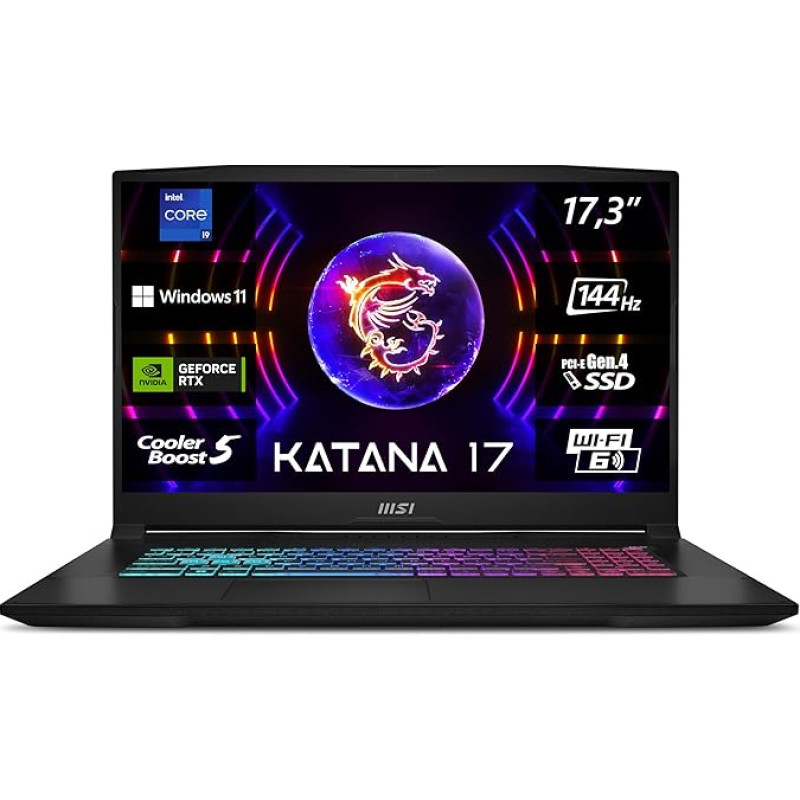 MSI Katana 17 B13VGK-671 Žaidimų nešiojamasis kompiuteris, 17,3 colių FHD, 144 Hz, 