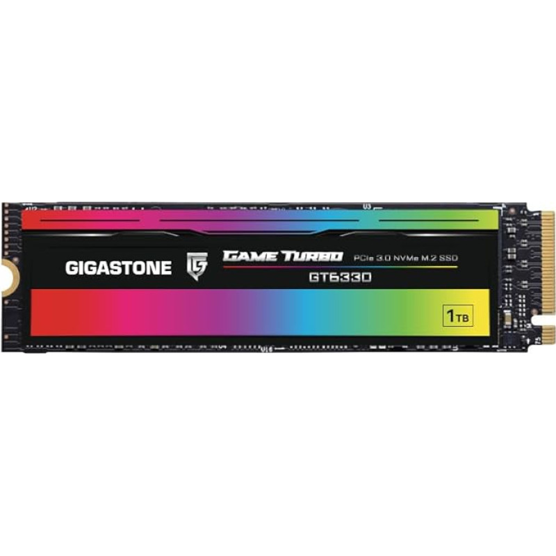 Gigastone M.2 SSD 1TB NVMe Gen3 Gaming M.2 2280 PCIe 3.0x4 vidinis kietasis diskas Kietasis diskas Atmintis PS5 žaidėjams Vaizdo redagavimas PC Nešiojamasis kompiuteris IT Pro 3D NAND SLC spartinančioji atmintis 3500MB/s GT6330