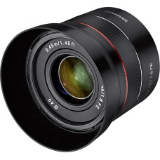 Samyang AF 45 mm F1.8 Sony FE (mažytis, bet aukščiausios kokybės) - pilno formato ir APS-C fiksuoto židinio nuotolio automatinio fokusavimo objektyvas Sony E FE E-Mount, skirtas Sony A9 A7 A6600 A6500 A6400 A6300 A6000 A5100 A5000 Nex fotoaparatui