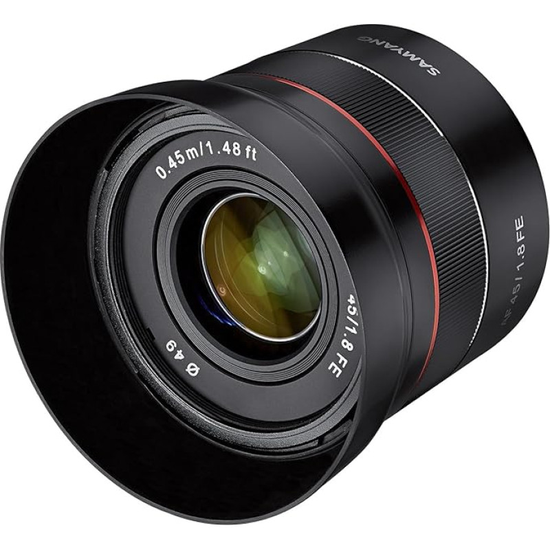 Samyang AF 45 mm F1.8 Sony FE (mažytis, bet aukščiausios kokybės) - pilno formato ir APS-C fiksuoto židinio nuotolio automatinio fokusavimo objektyvas Sony E FE E-Mount, skirtas Sony A9 A7 A6600 A6500 A6400 A6300 A6000 A5100 A5000 Nex fotoaparatui