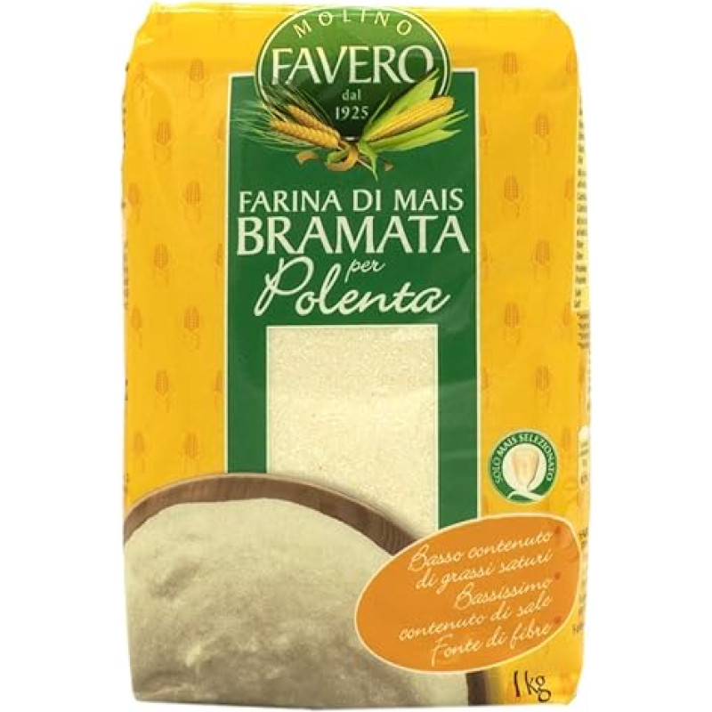 Polenta Bramata Bianca Kukurūzų kruopos baltos ir rupios Favero 1 kg