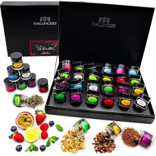 Hallingers Frohe Weihnachten - 24 Varieties Tea Gift Set for Advent, Vegan in Screw Jars (Set) - Fill Advent Calendar Novelties & Advent Calendar | Recovery Hanukkah Friendship