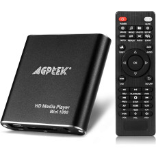 AGPTEK Mini 1080P Full HD Digital Media Player with Remote Control for MP3, WMA, OGG, AAC, FLAC, APE, AC3, DTS, ATRA - Supports HDMI CVBS & YPbPr Video Output (Black)