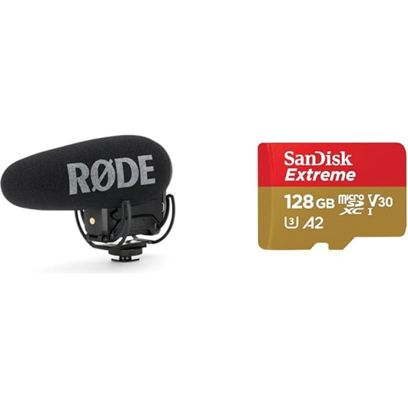 RØDE VideoMic Pro+ Premium Shotgun Microphone & SanDisk Extreme microSDXC UHS-I memory card 128 GB + Adapter