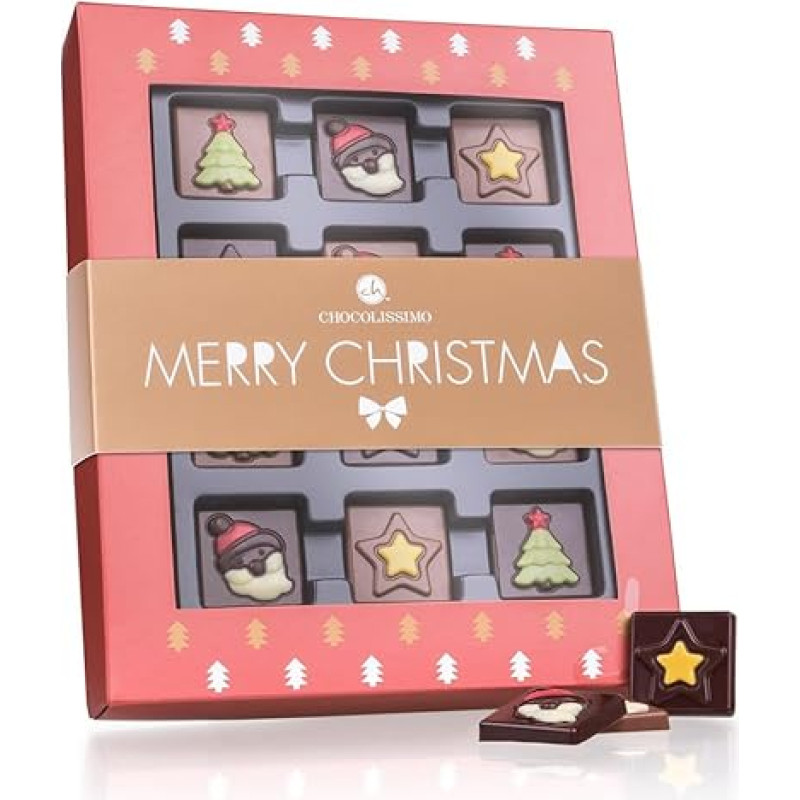 Santas, Stars and Trees - Chocolate - 24 Chocolate Bars for Christmas | Neapolitan | Christmas Chocolate | Gift Idea | Christmas Candy | Man | Woman | Boy | Girl