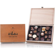 Merry Classic - Chocolates without Alcohol - 20 Handmade Chocolates in Wooden Box | Christmas | Chocolate | Gift | Man | Woman | Boy | Girl | Christmas Chocolate | Candy