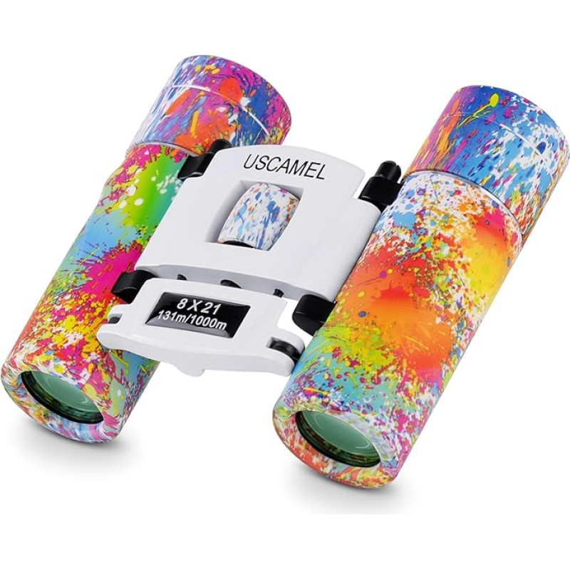 USCAMEL žiūronai vaikams, aukštos kokybės maži žiūronai suaugusiesiems, vandeniui atsparūs kompaktiški mini žiūronai paukščių stebėjimui, safariui, stovyklavimui, medžioklei (oranžiniai ir geltoni)