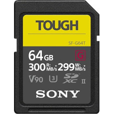 Sony 64GB SDXC Flash Memory Card - World toughest and fastest UHS-II SD TOUGH G Series ( V90 / Read 300MB/s and Write 299MB/s) - SF64TG