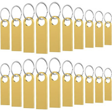 WOOOLKEN USB atmintinė 32 GB Pakuotė iš 20 USB atmintinių Metalinė pakuotė iš 20 auksinių didelės spartos atmintinių USB atmintinės Atmintinės, skirtos duomenims kopijuoti iš kompiuterio ar kito įrenginio