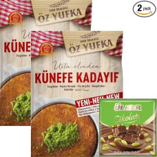 2 Packs x Ozyufka Fresh Dough Threads Angel Hair Kataifi Kadayif Shredded Fillo Dough Pastry Kadaifi Threads Taze Kadayif for Dubai Chocolate 400 g with 70 g Dama Chocolate