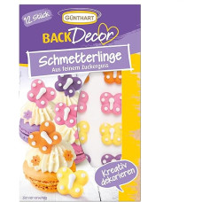 Günthart BackDecor 12 pieces pastel sugar butterflies, butterfly as spring cake decoration, pack of 1 (1 x 10 g)