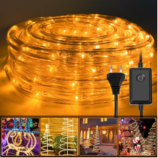 Ansobea LED šviesos vamzdis lauke, 20 m 480 šviesos vamzdis lauke, atsparus vandeniui LED vamzdis su laikmačiu ir 8 režimais, skirtas lauko vidaus patalpoms, vestuvėms, Kalėdoms, dekoratyvinei šviesai (geltonas)