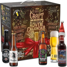 Kalea | Bier-Adventskalender | Edition Craft-Beer | Bestückung 2024 | 24 x 0,33l Craft Beer | inkl. Verkostungsglas | Biergeschenk zur Vorweihnachtszeit