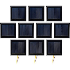 SUNYIMA Micro Solar Panels Photovoltaic Mini Solar Cells with Wires Solar Epoxy Plate DIY Projects Toy 54 mm x 54 mm Pack of 10