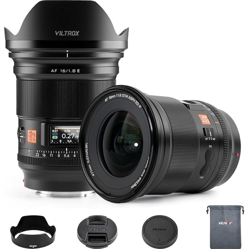 VILTROX 16 mm F1.8 pilno kadro automatinio fokusavimo objektyvai 