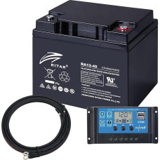 revolt Saulės įkrovimo valdiklis PWM: priežiūros nereikalaujantis švininis akumuliatorius su 12 V, 40 Ah + saulės įkrovimo valdiklis 30 A (Saulės įkrovimo valdiklis su PWM įkrovimo režimais, įkrovimo valdiklis 12 V automobiliams, saulės energija