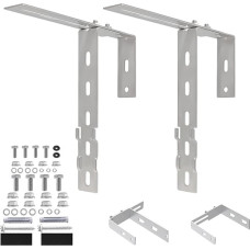 6-25 cm, 2 vienetai, reguliuojami saulės baterijų montavimo kabliai balkonams, nerūdijančio plieno turėklų laikiklis saulės moduliui, balkonams ir plokščiam stogui, universalus fotovoltinio modulio laikiklio kablys, skirtas saulės baterijai montuoti