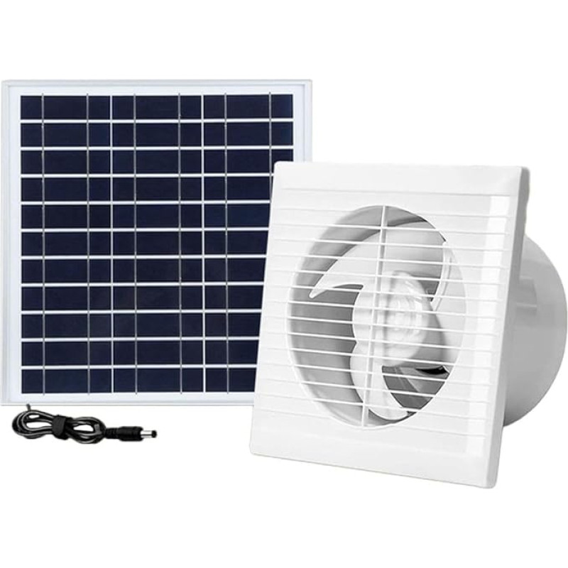 Oniissy 20W Solar Panel Fan Kit Weatherproof Solar Powered Loft Fan Solar Panel Extractor Fan for Small Chicken Coops, Greenhouses, Sheds, Pet Houses (8