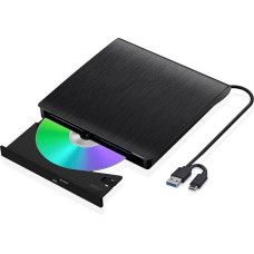 XIAOXIN External DVD Drive External USB 3.0 Type C, CD Drive for Laptop Desktop PC MacBook External DVD Burner Windows 7/8.1/10/11 Linux CD/DVD Player Portable +/-RW ROM Optical Drive