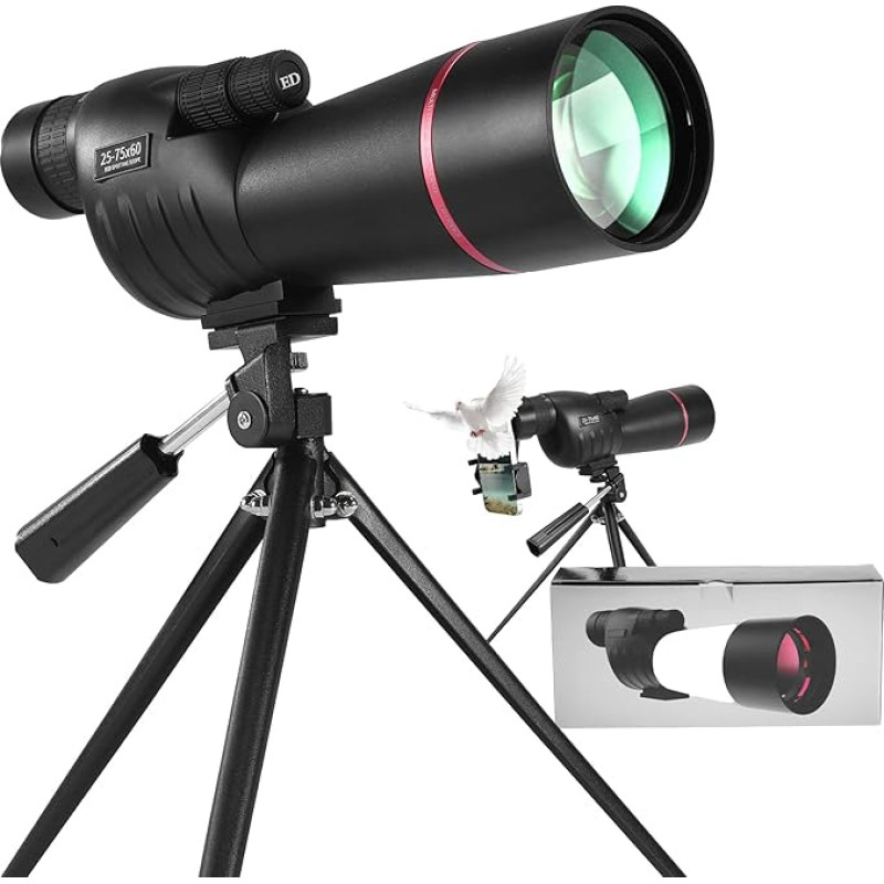 Spotting Scope for Target Shooting - HD Spotting Scope with Tripod Carry Bag & Smartphone Holder - BAK4 Waterproof Spotting Scope for Bird Watching Hunting Wildlife Scenery Hunting Wildlife Stargazing