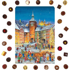 Hallingers Romantic Christmas Advent Calendar Chocolates Gift Handmade without Alcohol from Fine Cocoa Chocolate (Box) - Advent Calendar Novelties & Advent Calendar Filling | Congratulations Hanukk