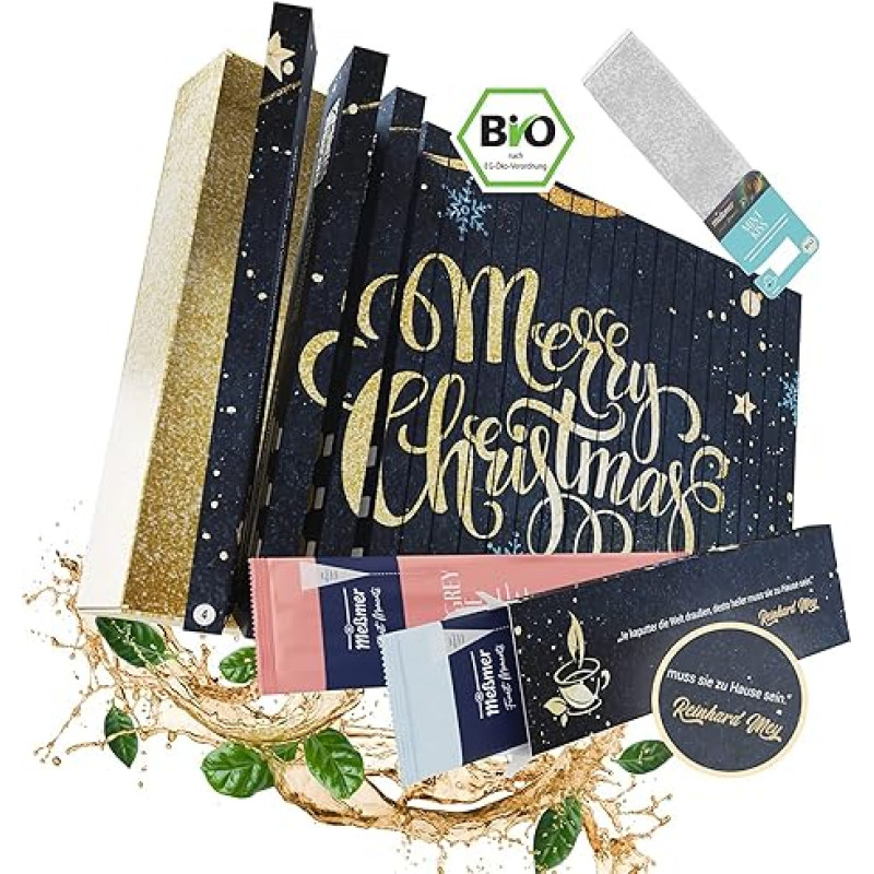 Premium Organic Tea Advent Calendar 2024 by Pöffi - with Messmer Organic Tea - Christmas Tea - Organic & Rainforest Alliance - Vegan - Advent Calendar Tea