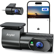 Avylet 4K+1080P Dash Cam Car Front Rear Wi-Fi/App Dual Car Camera with Parking Monitoring, Supports External GPS Module, Super Night Vision, WDR, 170°+150° Wide Angle, G-Sensor, Max 256GB