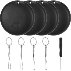 LOSHALL 2/4 Pack Smart Tags Item Finders Works with Apple Find My (iOS Only), Tracker Tag Item Locator for Key, Baggage, Backpack, Wallet, Pet (4 Black)
