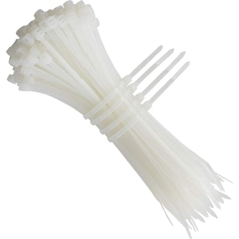 ETOPARS Pakuotė 250 baltų 350 mm x 4,8 mm savaime užsifiksuojančių plastikinių kabelių kaklaraiščių Savarankiškai lipnus apsaugotas vielos kabelių fiksavimo įrankis 22 kg tempimo jėga