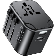 RoRoSkin Travel Adaptor Worldwide, Socket Adapter with 2USB A, 2USB C and 1AC Socket, International Socket Adapter for Germany, USA, UK, France, Spain, Japan, Thailand, Italy, Over 200 Countries