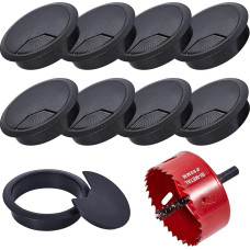 9 Stück Schreibtisch Kabeldurchführung,kabeldurchführung 80mm + lochsäge 80mm,kabeldurchlass Schreibtisch,Kabel durchführungen,Tisch kabeldurchführung(schwarz)