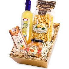 Amalfio itališkų delikatesų dovanų krepšelis su Limoncello iš Sorento, Babos, makaronų ir Modicos šokolado dovanų krepšelis italų kalba