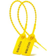 100 Plastic Tamper Seals Fire Extinguisher Safety Tags Numbered Cable Ties Pull Pliers Safety Tab (Yellow)